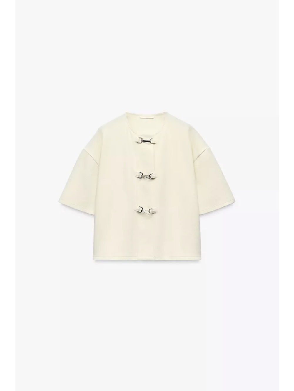 Zara Short Sleeve Top with Metal Toggle Closures